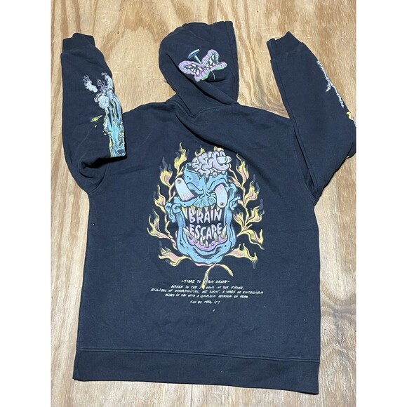 ZARA HOODIE Men M Cotton Knit Pullover ROCK METAL GOTH @N5 - Picture 1 of 4